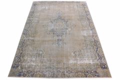 Carpetido Design Vintage-Teppich Beige Sand Blau in 370x250