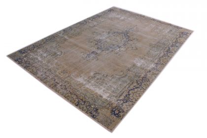 Carpetido Design Vintage-Teppich Beige Sand Blau in 370x250 (3 / 12)