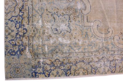 Carpetido Design Vintage-Teppich Beige Sand Blau in 370x250 (9 / 12)