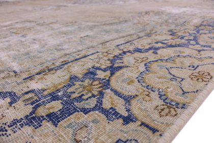Carpetido Design Vintage-Teppich Beige Sand Blau in 370x250 (12 / 12)