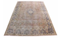 Carpetido Design Vintage-Teppich Beige Sand Blau in 410x310