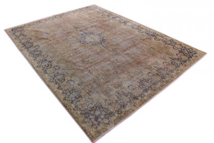 Carpetido Design Vintage-Teppich Beige Sand Blau in 410x310 (2 / 10)