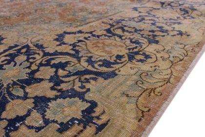 Carpetido Design Vintage-Teppich Beige Sand Blau in 410x310 (10 / 10)