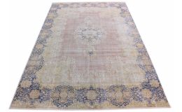 Carpetido Design Vintage-Teppich Beige Sand Blau in 420x280