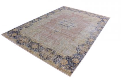 Carpetido Design Vintage-Teppich Beige Sand Blau in 420x280 (3 / 13)