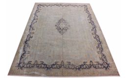 Carpetido Design Vintage-Teppich Beige Sand Blau in 390x290