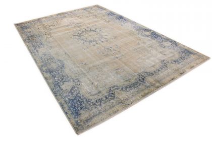 Carpetido Design Vintage-Teppich Beige Sand Blau in 390x270 (2 / 11)