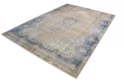 Carpetido Design Vintage-Teppich Beige Sand Blau in 390x270 (3 / 11)