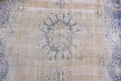 Carpetido Design Vintage-Teppich Beige Sand Blau in 390x270 (5 / 11)