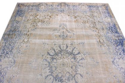 Carpetido Design Vintage-Teppich Beige Sand Blau in 390x270 (6 / 11)