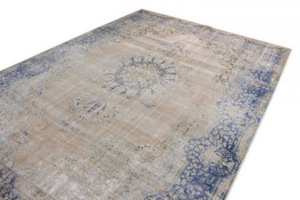 Carpetido Design Vintage-Teppich Beige Sand Blau in 390x270 (7 / 11)