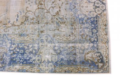 Carpetido Design Vintage-Teppich Beige Sand Blau in 390x270 (9 / 11)