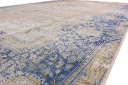 Carpetido Design Vintage-Teppich Beige Sand Blau in 390x270 (11 / 11)