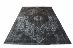 Carpetido Design Vintage-Teppich Grau Schwarz in 340x230