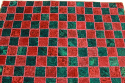 Patchwork Rug Red Turquoise in 200x160cm (5 / 5)