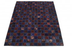 Patchwork Teppich Rot Lila in 210x170cm