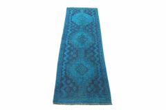 Carpetido Design Vintage-Teppich Läufer Blau in 250x80