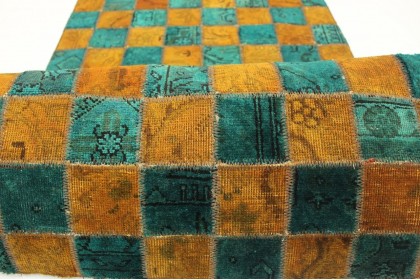 Patchwork Rug Runner Turquoise in 320x80cm (6 / 9)