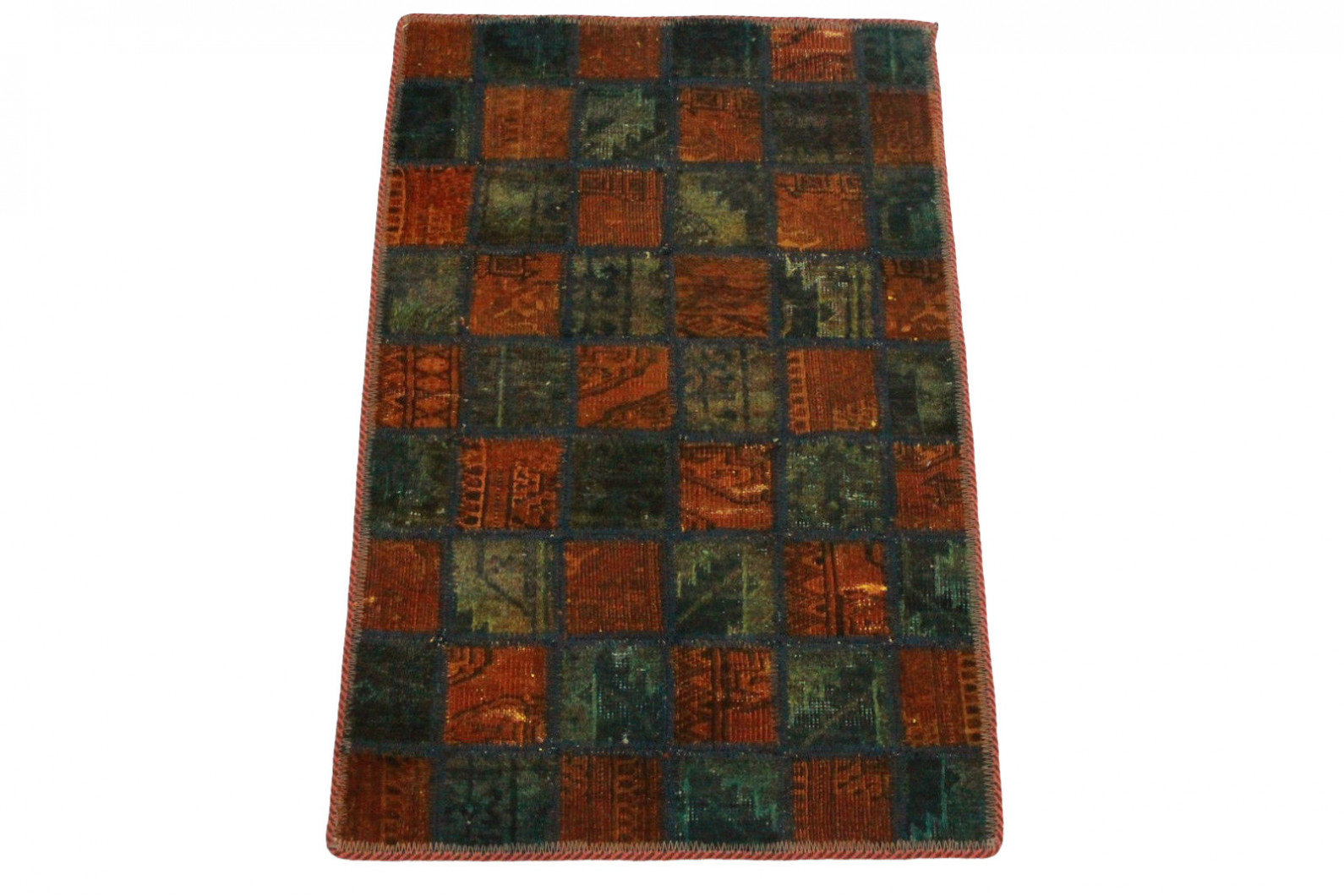 Patchwork Rug Orange Green in 90x60cm (10012348) carpetido.de