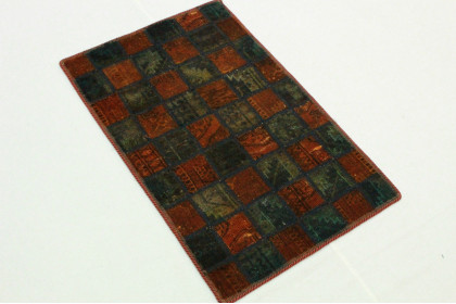 Patchwork Rug Orange Green in 90x60cm (2 / 6) Patchwork Rug Orange Green in 90x60cm (2 / 6)