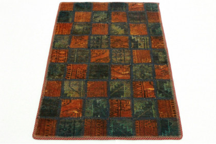 Patchwork Rug Orange Green in 90x60cm (4 / 6) Patchwork Rug Orange Green in 90x60cm (4 / 6)