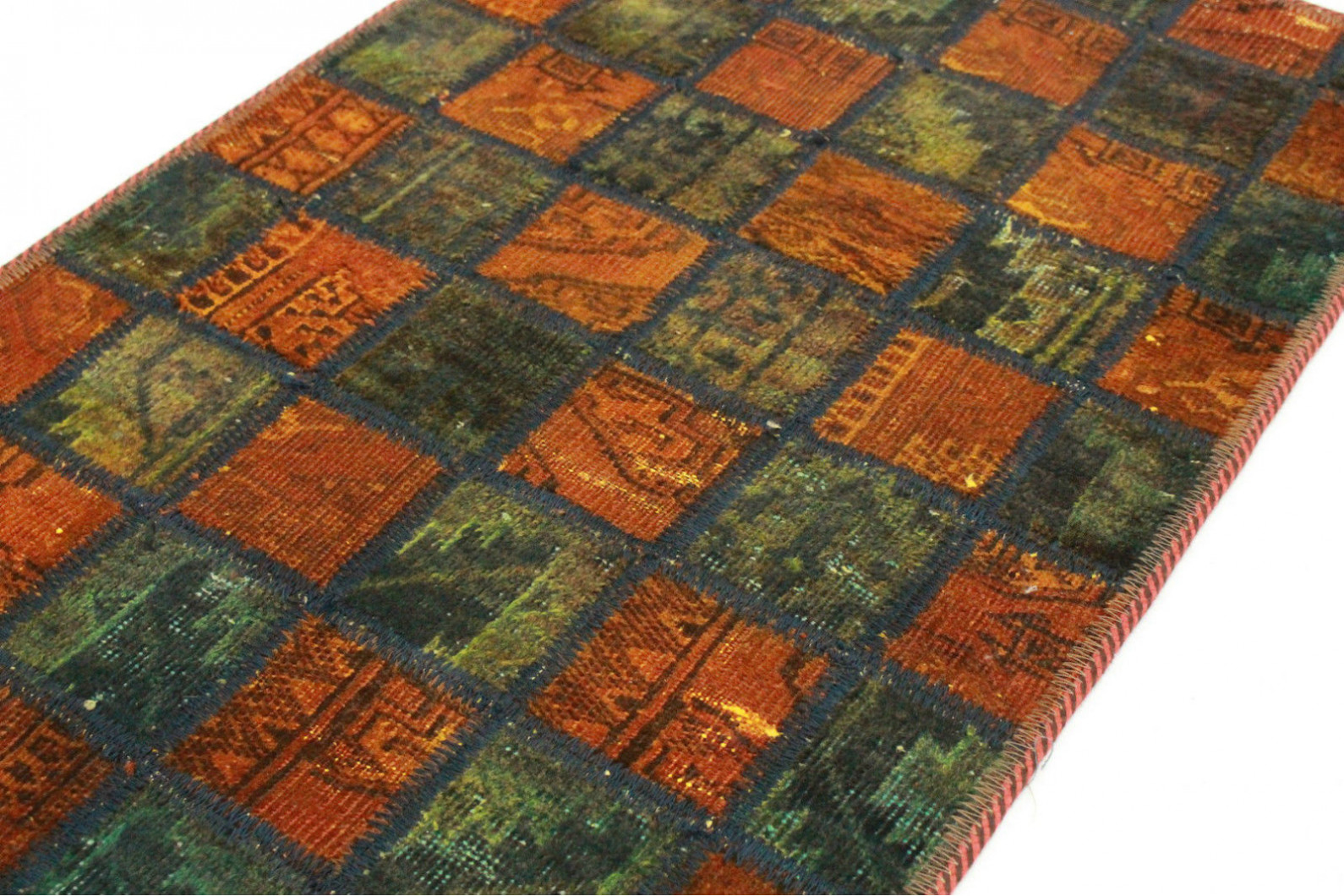 Patchwork Rug Orange Green in 90x60cm (10012348) carpetido.de