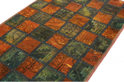 Patchwork Rug Orange Green in 90x60cm (6 / 6) Patchwork Rug Orange Green in 90x60cm (6 / 6)