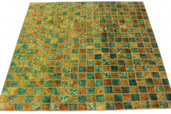 Patchwork Rug Green Turquoise Gold in 210x210cm