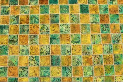 Patchwork Rug Green Turquoise Gold in 210x210cm (4 / 4)