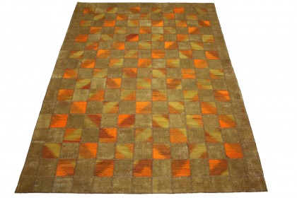 Patchwork Teppich Orange Braun in 300x200cm