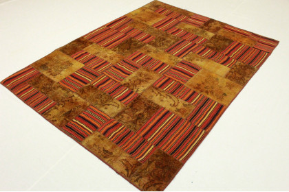 Patchwork Rug Brown Red in 270x200cm (3 / 5)