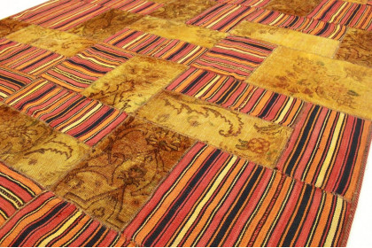 Patchwork Rug Brown Red in 270x200cm (4 / 5)