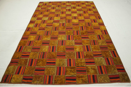 Patchwork Teppich Rot Curry in 280x180cm (2 / 6)