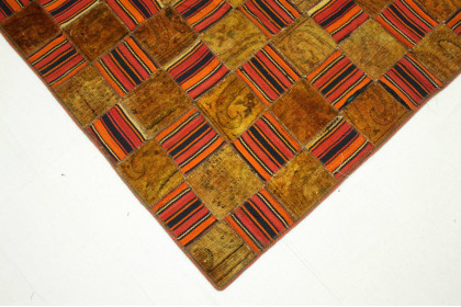 Patchwork Teppich Rot Curry in 280x180cm (4 / 6)