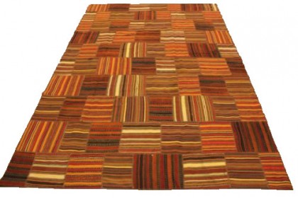 Kelim Patchwork Teppich Orange Braun Rot in 300x200cm (1 / 4)