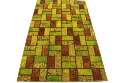 Patchwork Rug Green Yellow in 200x120cm