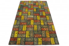 Patchwork Rug Green Red Yellow in 210x120cm