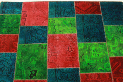 Patchwork Teppich Grün Rot Blau in 200x150cm (5 / 5)