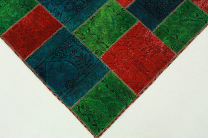 Patchwork Teppich Grün Rot Blau in 200x150cm (3 / 5)