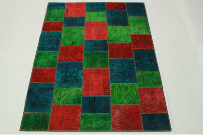 Patchwork Teppich Grün Rot Blau in 200x150cm (4 / 5)