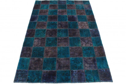Patchwork Teppich Blau in 200x140cm