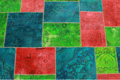 Patchwork Rug Green Turquoise in 240x170cm (4 / 5)