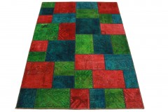 Patchwork Teppich Rot Blau in 240x160cm