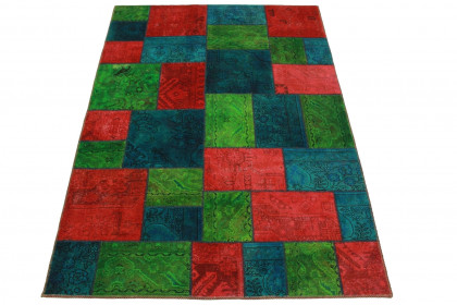 Patchwork Teppich Rot Blau in 240x160cm