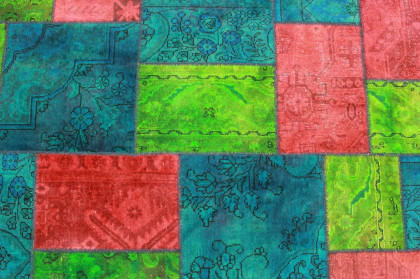 Patchwork Rug Red Blue in 240x160cm (4 / 5)