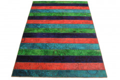 Patchwork Teppich Rot Lila Blau in 240x170cm