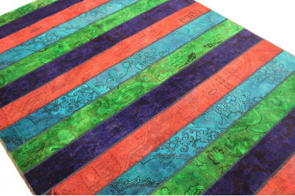 Patchwork Teppich Rot Lila Blau in 240x170cm (3 / 4)
