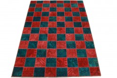 Patchwork Rug Red Turquoise in 240x160cm