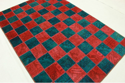 Patchwork Teppich Rot Türkis in 240x160cm (5 / 5)
