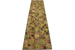 Patchwork Teppich Läufer Grün Braun in 310x80cm
